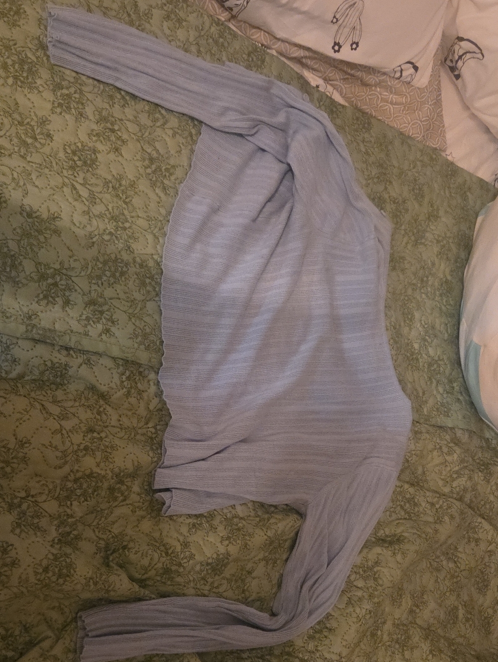 Light Blue Ribbed Button-Front Women's Sweater - Picture 2 of 3